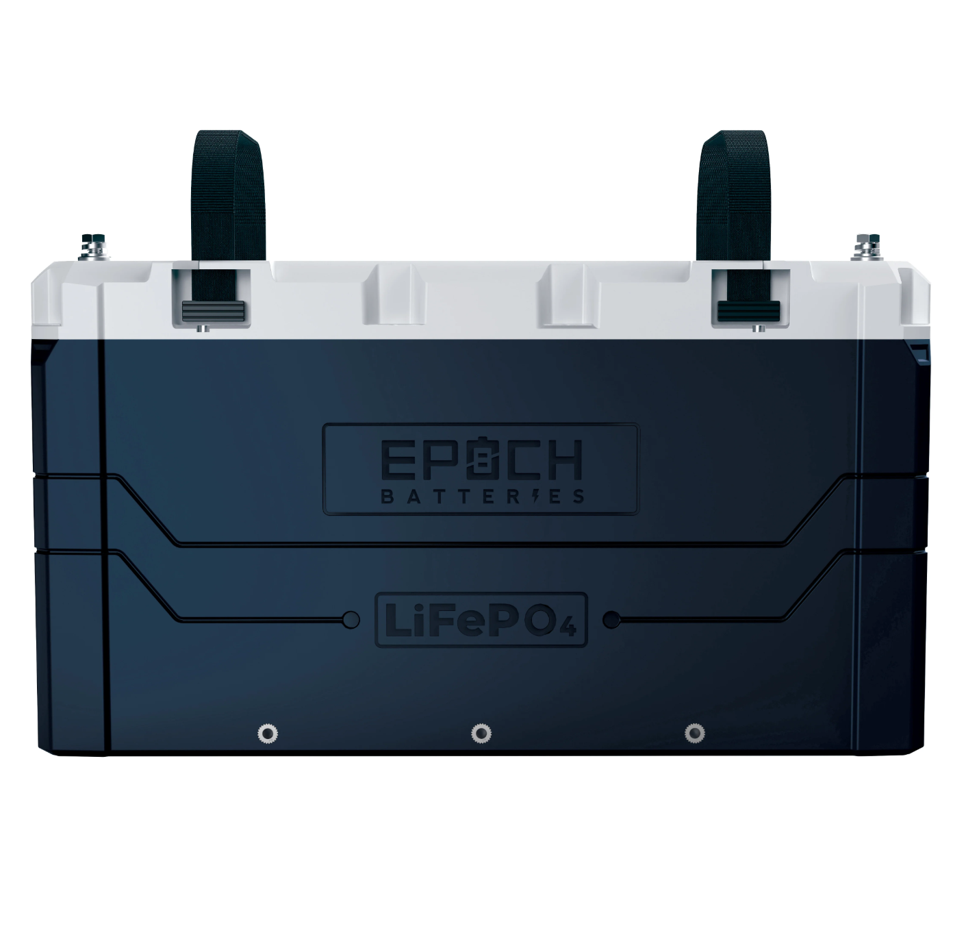 Epoch 24V V2 Elite LiFePO4-accu &mdash; vooraanzicht (zelfde behuizing als 12V)